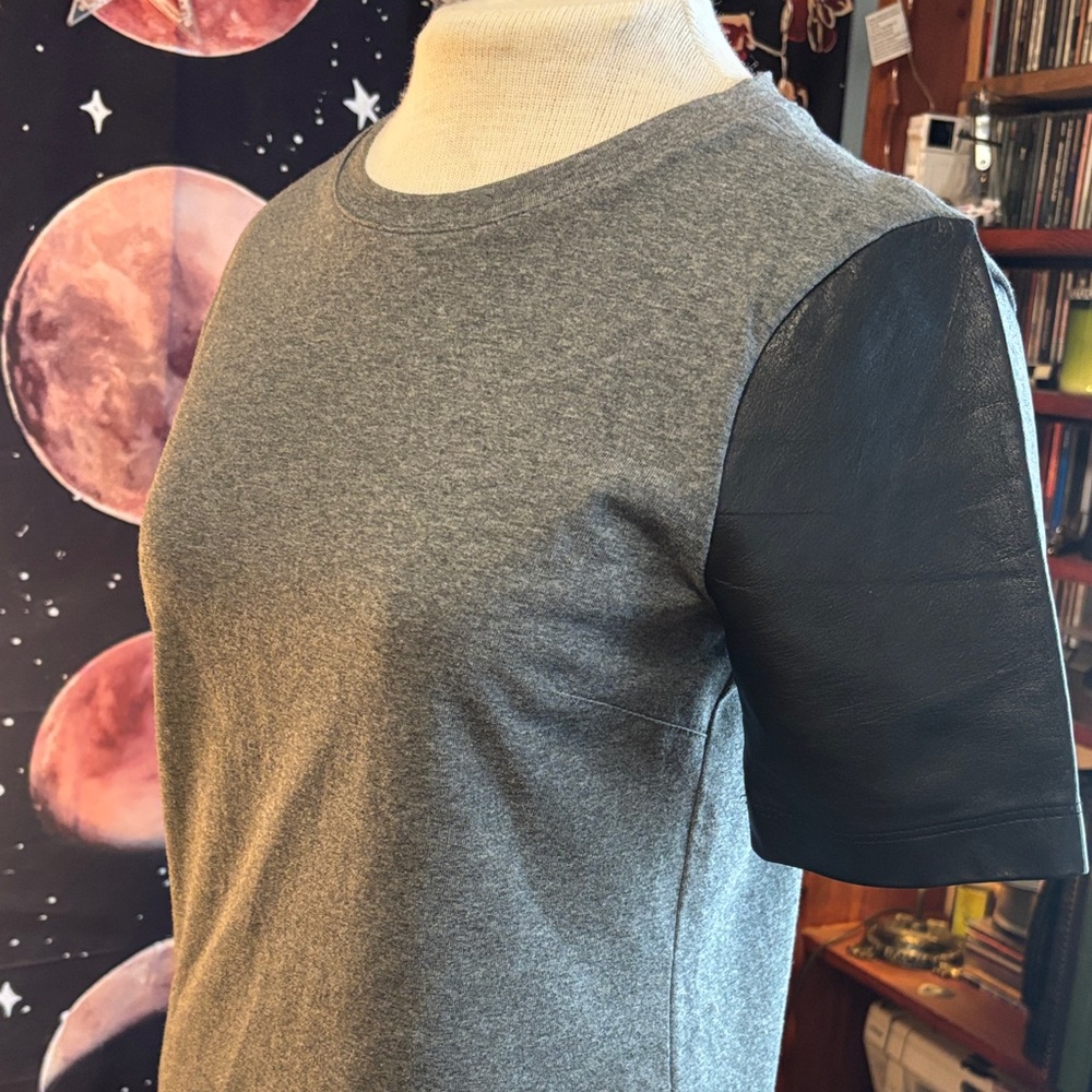 J. Crew Gray and Black Short Sleeve Top with Zipper